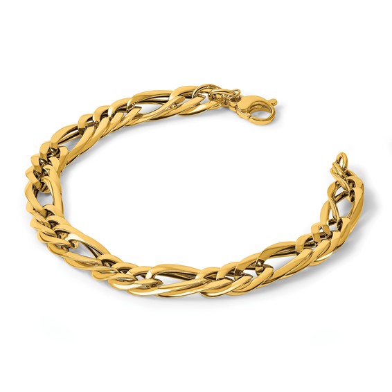 Herco 14K Polished Flat Oval Link Figaro Style 7.5 Inch Bracelet