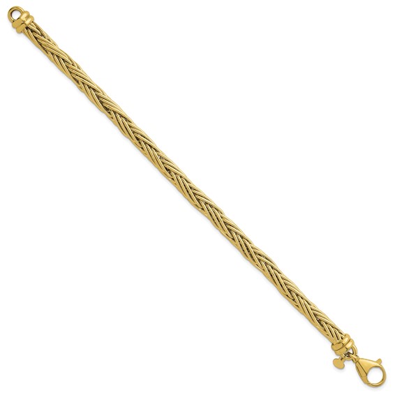 Herco 14K Polished 6.5mm Fancy 3-Strand Wheat 8 Inch Bracelet