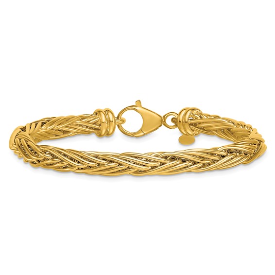 Herco 14K Polished 6.5mm Fancy 3-Strand Wheat 8 Inch Bracelet