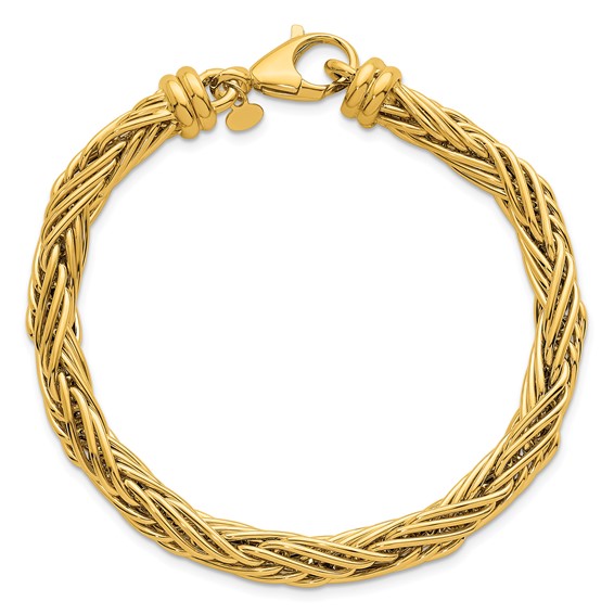 Herco 14K Polished 6.5mm Fancy 3-Strand Wheat 8 Inch Bracelet