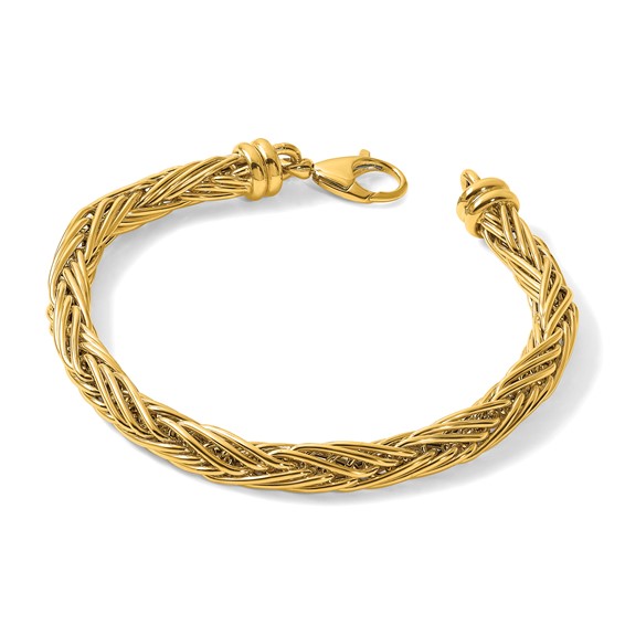 Herco 14K Polished 6.5mm Fancy 3-Strand Wheat 8 Inch Bracelet