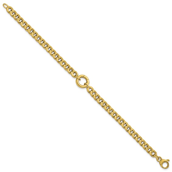 Herco 14K Polished Push-in Charm Holder 7.5 Inch Curb Bracelet