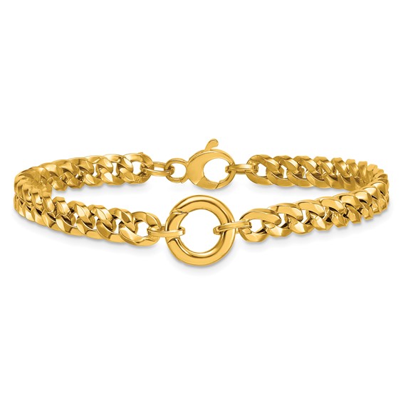 Herco 14K Polished Push-in Charm Holder 7.5 Inch Curb Bracelet