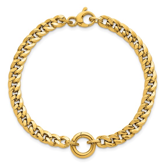 Herco 14K Polished Push-in Charm Holder 7.5 Inch Curb Bracelet