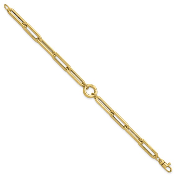 Herco 14K Polished 6.5mm Push-in Charm Holder 7.25 Inch Paperclip Bracelet