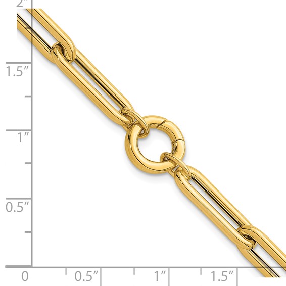 Herco 14K Polished 6.5mm Push-in Charm Holder 7.25 Inch Paperclip Bracelet