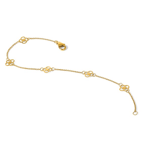 Herco 14K Polished Fancy Clover Station 7 Inch Cable Bracelet