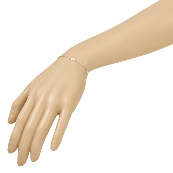 Herco 14K Polished Enameled Evil Eye Station 7 Inch Cable Bracelet