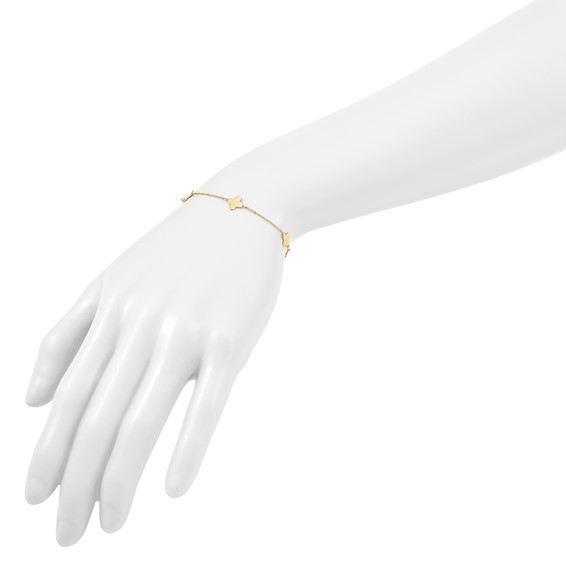 Herco 14K Polished Clover Station 7 Inch Cable Bracelet