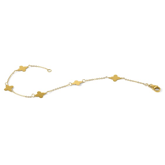Herco 14K Polished Clover Station 7 Inch Cable Bracelet