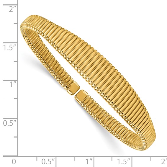 Herco 14K Polished Graduated Flexible Grooved Cuff Bangle