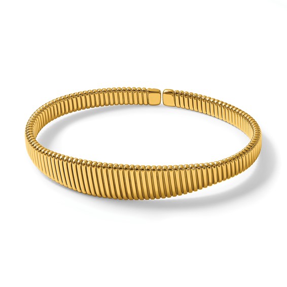 Herco 14K Polished Graduated Flexible Grooved Cuff Bangle