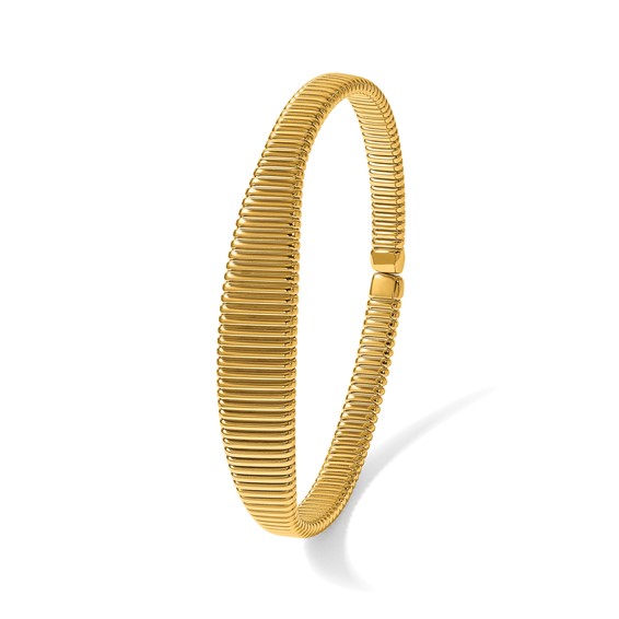 Herco 14K Polished Graduated Flexible Grooved Cuff Bangle