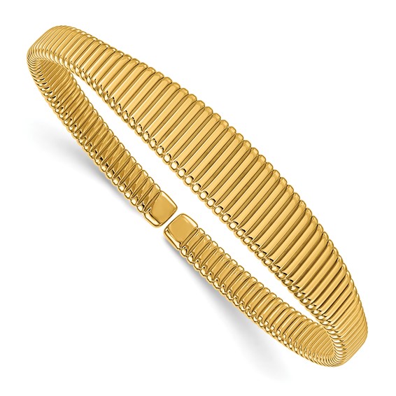 Herco 14K Polished Graduated Flexible Grooved Cuff Bangle