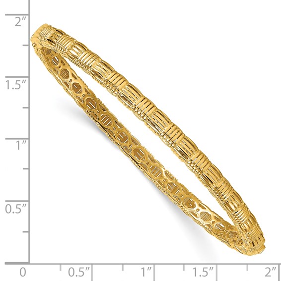 Herco 14K Polished Checkered Weave Pattern 4.3mm Hinged Bangle