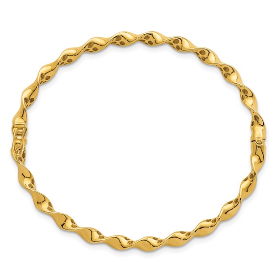 Herco 14K Polished Twisted 4.7mm Hinged with Safety Clasp Bangle