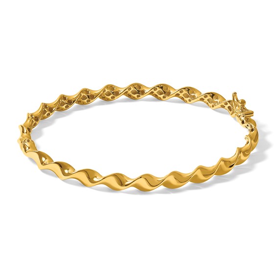 Herco 14K Polished Twisted 4.7mm Hinged with Safety Clasp Bangle