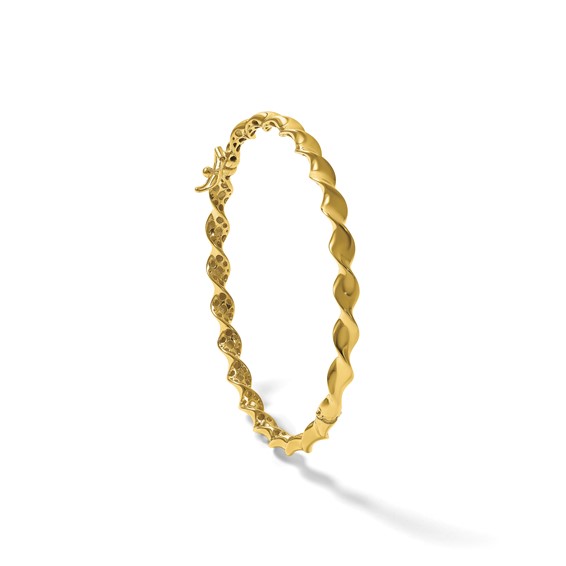 Herco 14K Polished Twisted 4.7mm Hinged with Safety Clasp Bangle