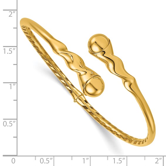 Herco 14K Polished Twist Hinged Cuff Bangle