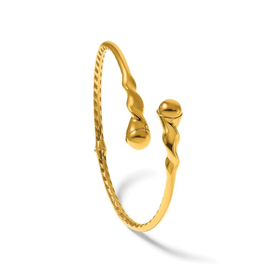 Herco 14K Polished Twist Hinged Cuff Bangle