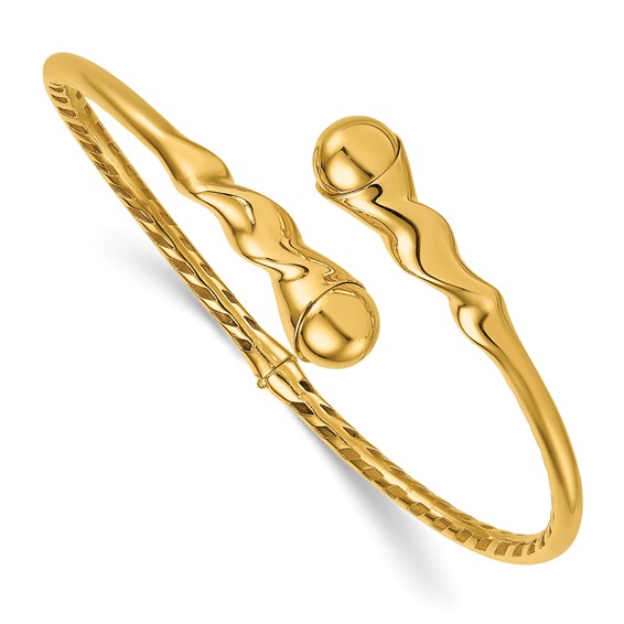 Herco 14K Polished Twist Hinged Cuff Bangle
