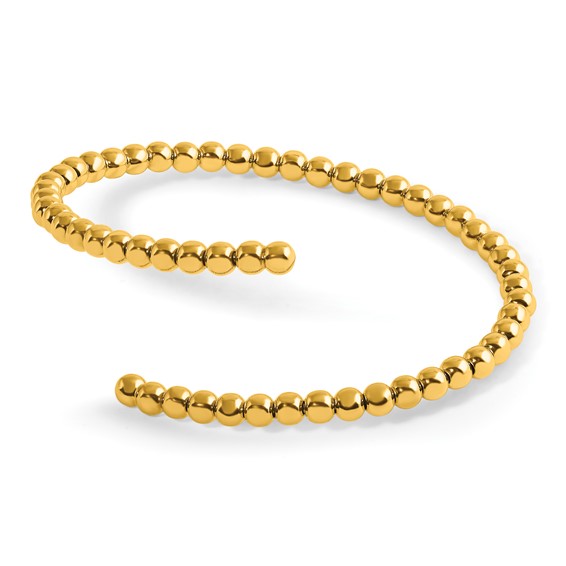 Herco 14K Polished Beaded Bypass Flexible Cuff Bangle