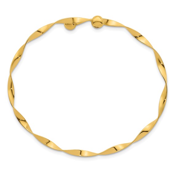 Herco 14K Polished Twisted Bypass Flexible Cuff Bangle