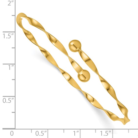 Herco 14K Polished Twisted Bypass Flexible Cuff Bangle