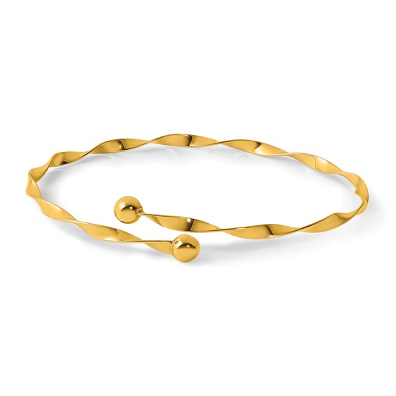 Herco 14K Polished Twisted Bypass Flexible Cuff Bangle