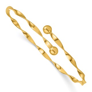 Herco 14K Polished Twisted Bypass Flexible Cuff Bangle