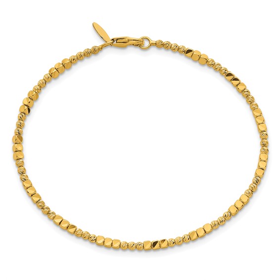 Herco 14K Polished and Diamond-cut Square Beaded Flexible Bangle