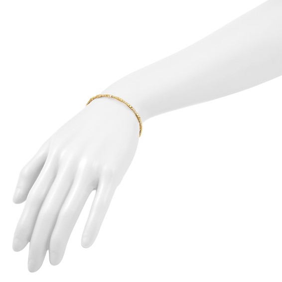 Herco 14K Polished and Diamond-cut Square Beaded Flexible Bangle