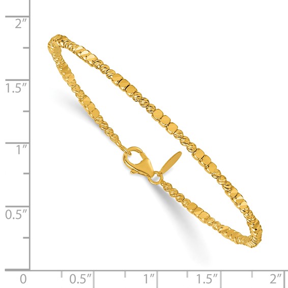 Herco 14K Polished and Diamond-cut Square Beaded Flexible Bangle