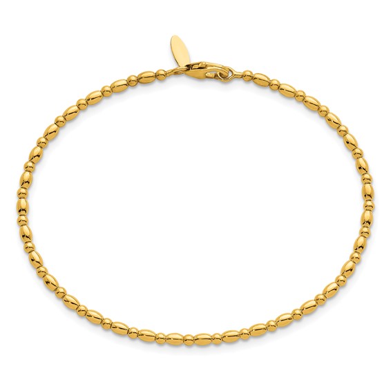 Herco 14K Polished Beaded Flexible Bangle