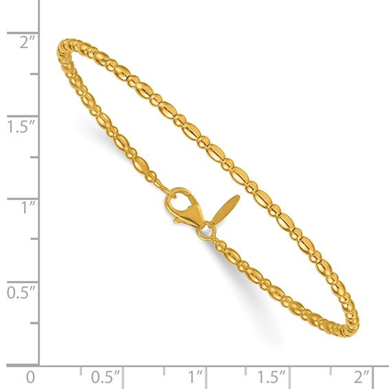 Herco 14K Polished Beaded Flexible Bangle