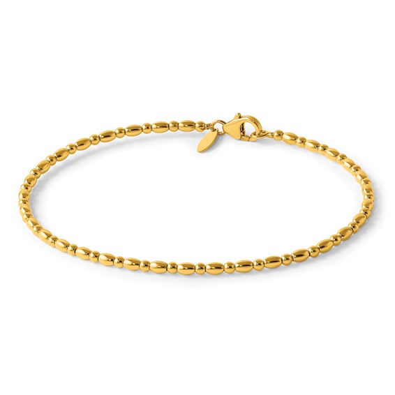Herco 14K Polished Beaded Flexible Bangle