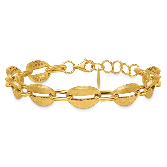 Herco 14K Polished and Brushed Link 7.25 Inch with 1 Inch Extension Bracelet