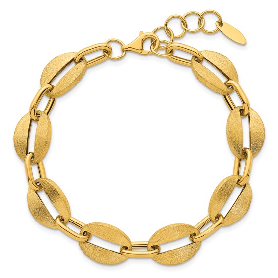 Herco 14K Polished and Brushed Link 7.25 Inch with 1 Inch Extension Bracelet