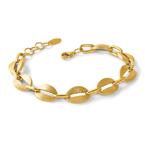 Herco 14K Polished and Brushed Link 7.25 Inch with 1 Inch Extension Bracelet