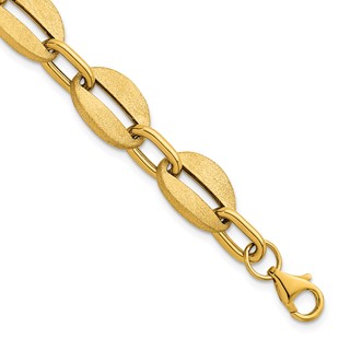 Herco 14K Polished and Brushed Link 7.25 Inch with 1 Inch Extension Bracelet