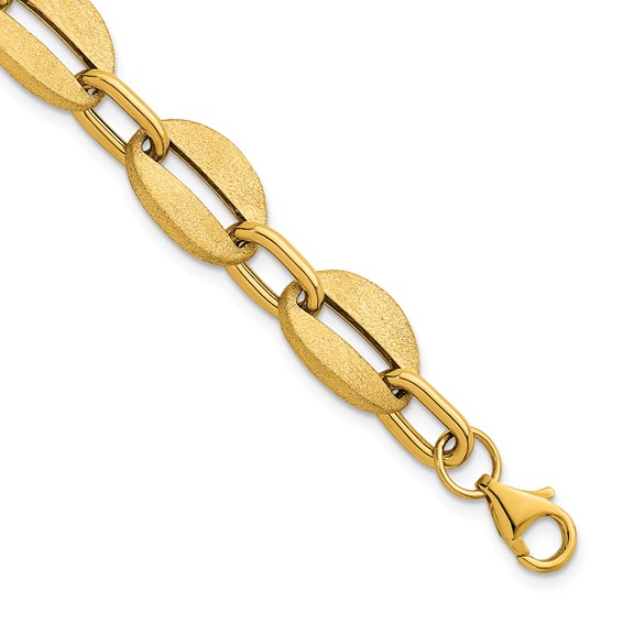 Herco 14K Polished and Brushed Link 7.25 Inch with 1 Inch Extension Bracelet