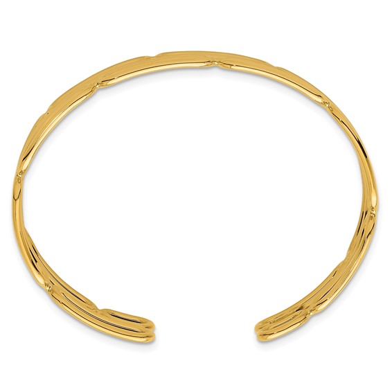 Herco 14K Polished Double Row Paperclip Cuff Bangle