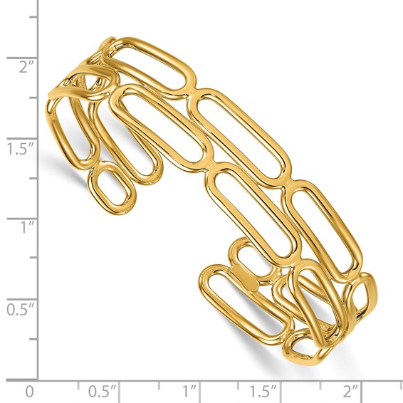 Herco 14K Polished Double Row Paperclip Cuff Bangle