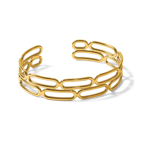 Herco 14K Polished Double Row Paperclip Cuff Bangle