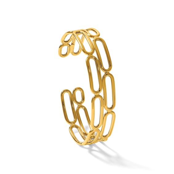 Herco 14K Polished Double Row Paperclip Cuff Bangle