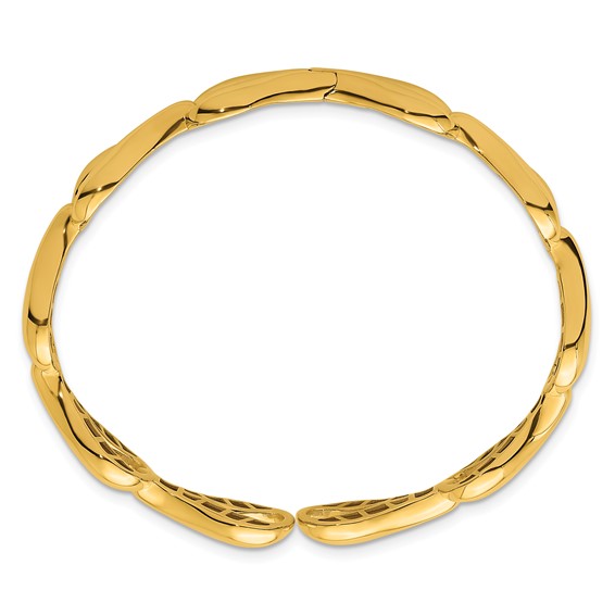 Herco 14K Polished Teardrop Hinged Cuff Bangle