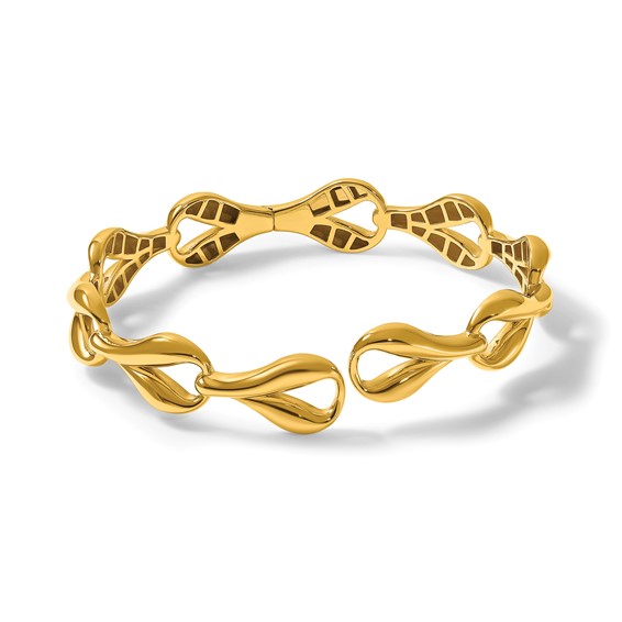 Herco 14K Polished Teardrop Hinged Cuff Bangle