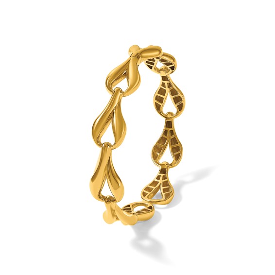 Herco 14K Polished Teardrop Hinged Cuff Bangle