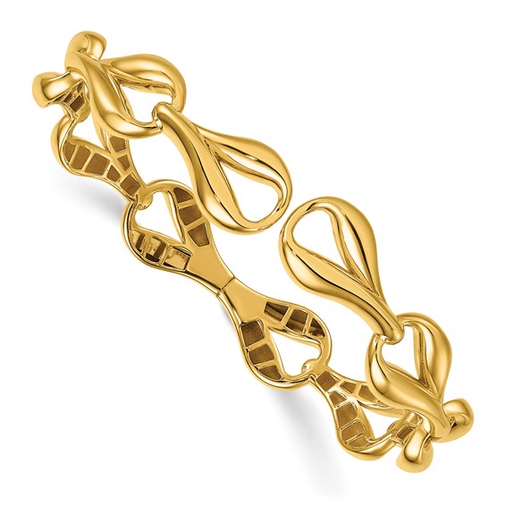 Herco 14K Polished Teardrop Hinged Cuff Bangle