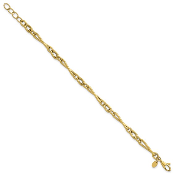 Herco 14K Polished Twisted Mixed Link 7 Inch with .75 Inch Extension Bracelet